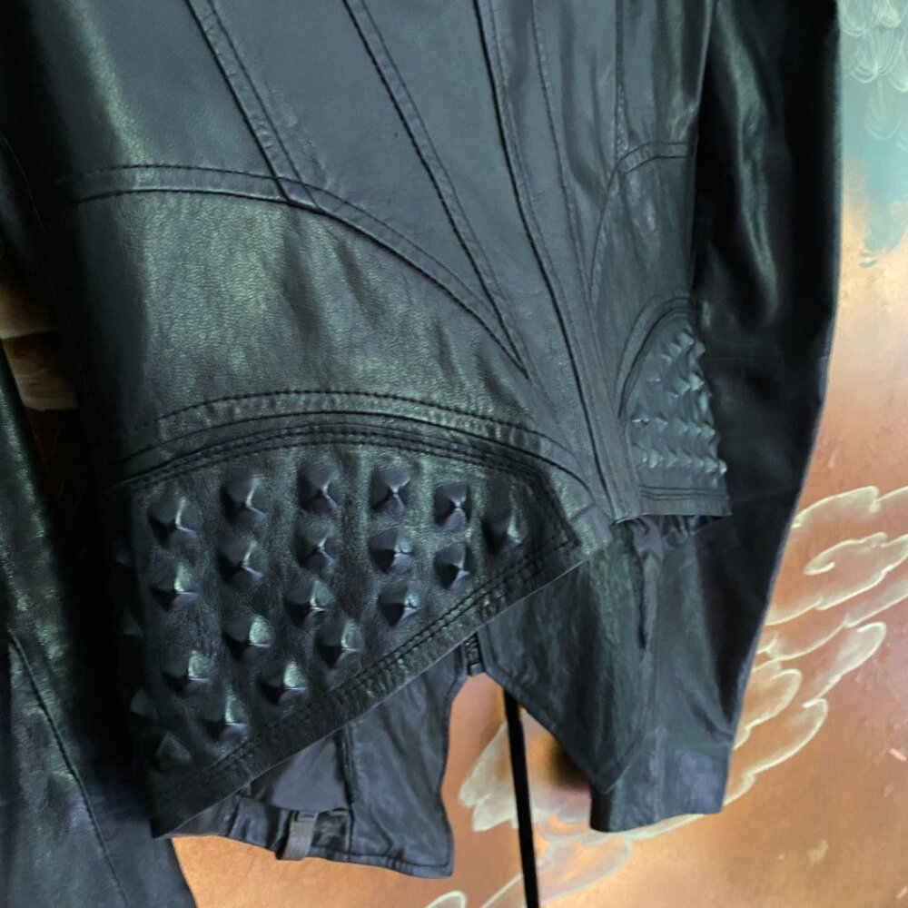 RARE Rudsak French Designer " Studded " Butter Soft Black Leather Jacket XS w/ - Picture 7 of 9